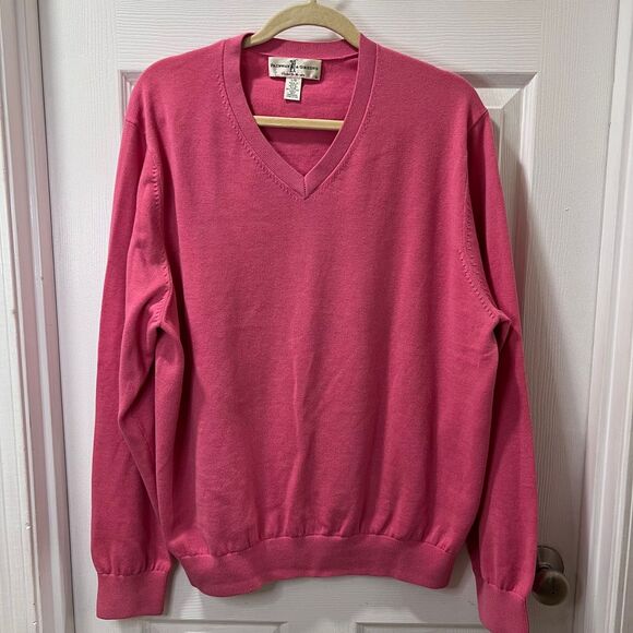 Fairway Green Pink V-Neck Pullover Sweater LS Casual Knit Top-SZ‎ L - Picture 1 of 7